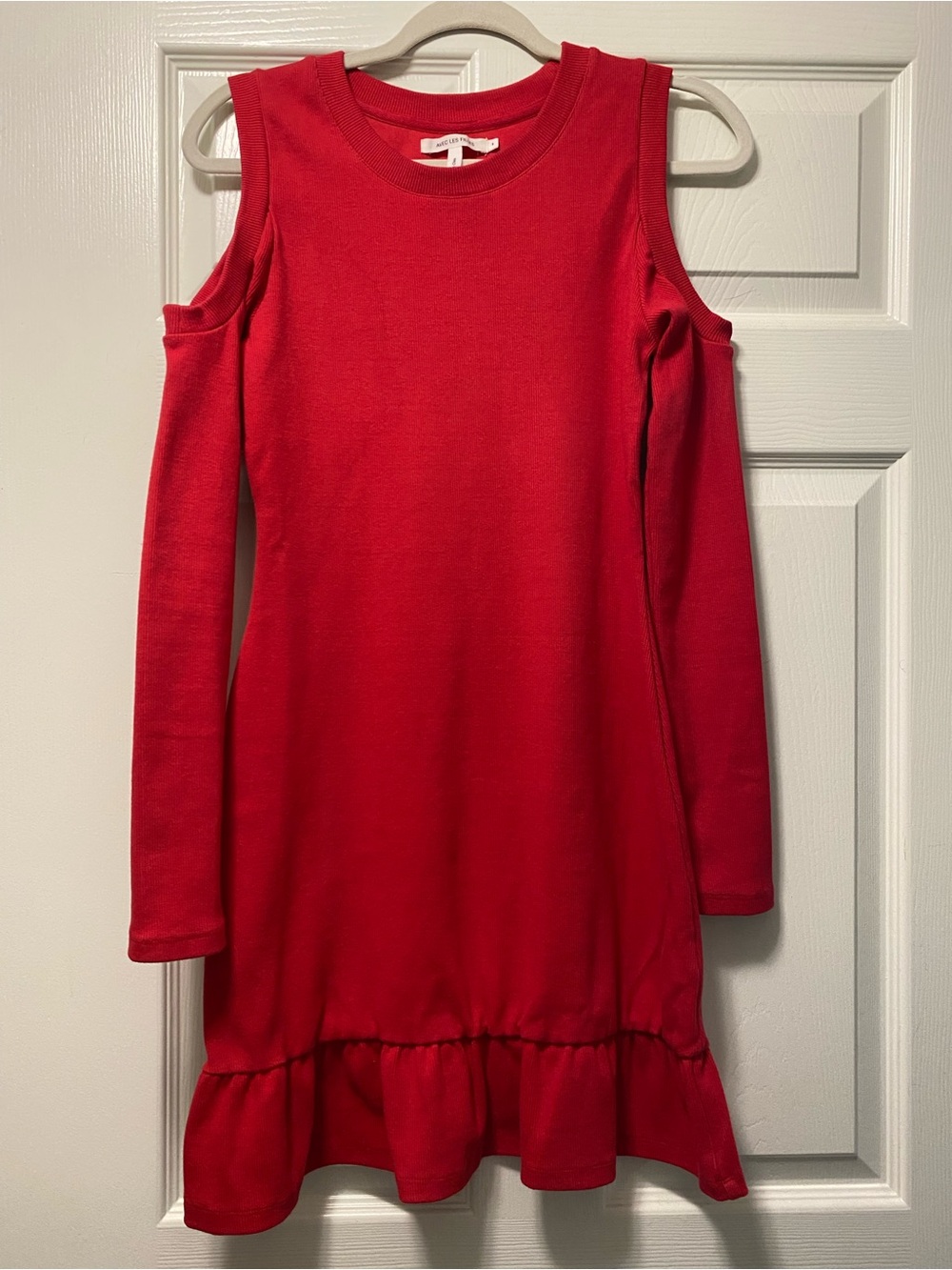 Avec Les Filles Red Cold-Shoulder Mini Dress